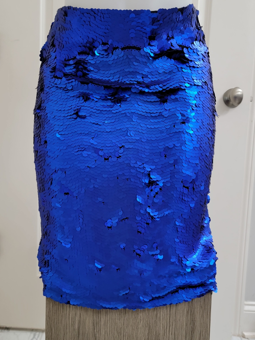 Zara Blue Sequin Pencil Skirt - Women's Shiny Party Skirt